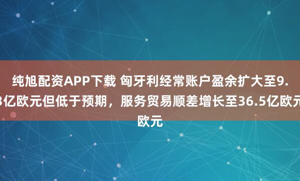 纯旭配资APP下载 匈牙利经常账户盈余扩大至9.3亿欧元但低于预期，服务贸易顺差增长至36.5亿欧元